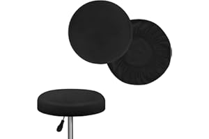 SAVOSWEET 2 Funda Taburete Redondo 28-40CM,Redondo Cubierta De Taburete,Funda Redonda para Taburete de Bar (Negro)