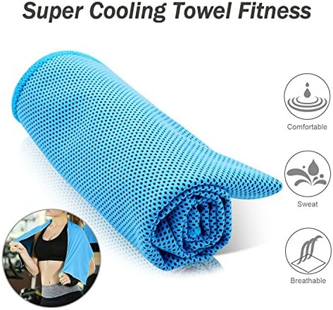 WAWJ Multi-functional Microfiber Ice Cooling Towel Fitness 100cm x 31cm For Yoga,Travel,Camping & Outdoor Sports (Cyan)