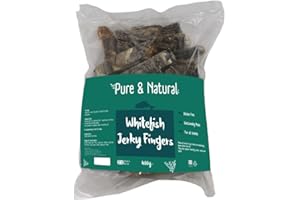 Pure & Natural 100% Natural Whitefish Jerky Fish Fingers 400gm - Low Fat, Grain Free Dog Treats