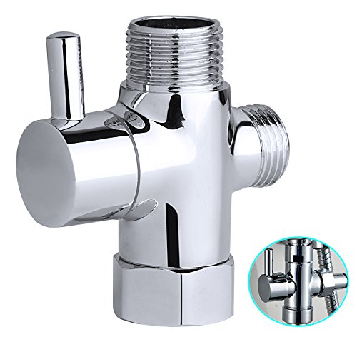 Hltd 3-Wege-Dusche Arm Umsteller Ventil, 1/2 Zoll IPS massivem Messing Duschsystem Ersatzteil für Thermostat-Handbrause und Feste Sprühkopfdichtung, Chrom poliert