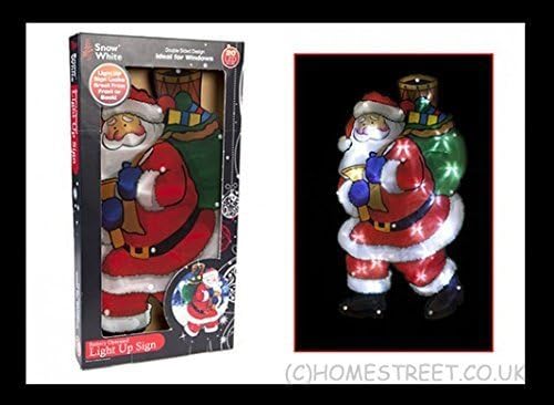 Light Up Santa Christmas Sign With 20 LED Lights And Double Sided Window Xmas Design by Homestreet Xmas