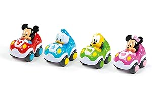 Clementoni - 17166 - Disney Baby - Voiture Miniature à Rétrofriction - Jeu pour Bébés et Jeunes Enfants - 4 Modèles Existants - Les Voitures de Mickey, Minnie, Donald, et Dingo - Dès 6 mois