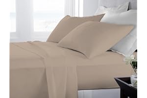 BANZAII TEXTILE INNOVATOR ONLINE Banzaii Completo Lenzuola Matrimoniale 100% Puro Cotone Alta qualità Made in Italy (per materassi 160/170 cm, altezza fino a 30 cm) Beige