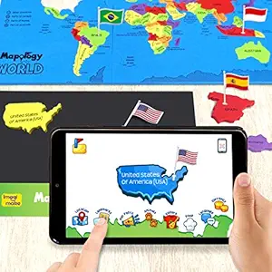 Imagimake Mapology World AR - Augmented Reality Wildlife; Maps Educational Toy & Interactive Learning Aid for Boys & Girls - STEAM Toys, Multi Color