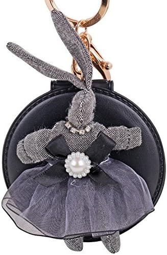 MZP Creative mirror car key ring bag pendant fashion ladies ornaments female rabbit Korean version of the decorative gifts , black