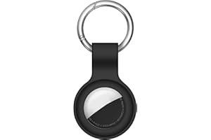 Tixlux AirTag Étui de Protection, Silicone Coque pour AirTag avec Porte-Clés, Housse de Porte-Clés Portable pour AirTag, Noir