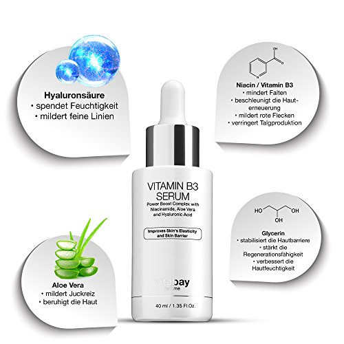 Niacinamid 5% Vitamin B3 Gesichtsserum 40 ml – Anti-Aging Feuchtigkeitscreme mit Vitamin B3 – mindert Akne, Pickel, Falten, dünne Linien, dunklen Flecken, Altersflecken & Hyperpigmentierung - 3
