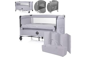 Dermodiva Lettino da Viaggio Co-Sleeping 0-4 anni Chipolino Relax, Sponda Reclinabile, Materasso seamless, Kit Doppia Altezza, Borsa per il Trasporto, Richiudibile e Trasportaile (ash grey tex)