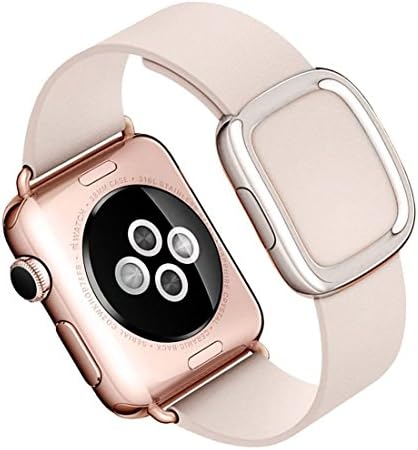 Apple Watch Band,JoysoulEU Modern Buckle Watch Band with Magnetic Design Genuine Leather Replacement Strap for Apple Watch (Pink, 38mm)