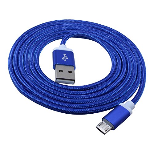 OmniWire® USB-Kabel 1,5 Meter / 150 cm in Blau mit Metallkopf mit Micro B-Stecker Stoff / Nylon ummantelt