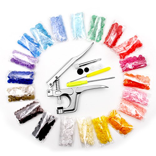SNAP Zange + T5 Druckknoepfe, Aodoor 300 Set T5 Plastikdruckknöpfe Druckknopf in 20 Farben und eine Zange Buttons für Scrapbook Naehen DIY Basteln - 7