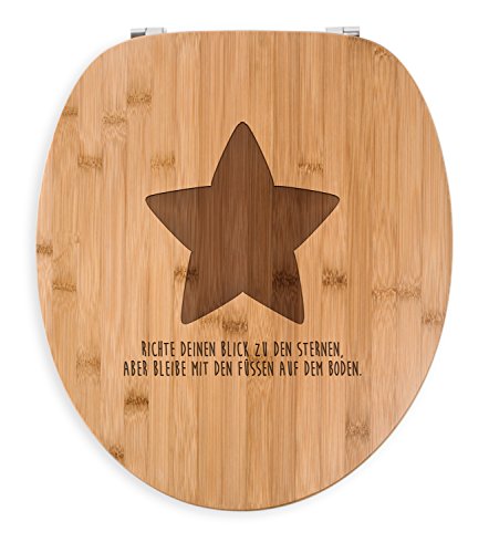 Mr. & Mrs. Panda WC Sitz Stern Deluxe - 100% handmade in Norddeutschland - Stern,Sterne,Gravur,graviert WC, Sitz, Klobrille, Toilettensitz, Klodeckel, Toilettendeckel, Holz, WC-Sitz, Toilette, Geschenk, Badezimmer, Bad, Einrichtung, natur, Bambus, Gravur Stern,Sterne,Gravur,graviert