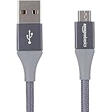 Amazon Basics Cavo da USB 2.0 USB-A a Micro USB, in nylon a doppio intreccio , 3 m,Grigio scuro