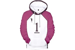 YIMIAO Impresión 3D Sudadera con Capucha Haikyuu Anime Patrón Casual Deportiva para Hombres Mujeres Mangas largas Cordón Volleyball Junior Karasuno High School Pullover