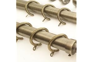 Your Home Online Antique Brass 28mm Bay Window Curtain Pole Passing Brackets C Rings Elbow Corner Joints (10 Passing C Rings)