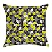 Produktbild Grey and Yellow Throw Pillow Cushion Cover, 3D Print Inspired Modern Geometrical Boxes Cubes Image, Decorative Square Accent Pillow Case,Mustard Yellow Black and White 20X20 inches
