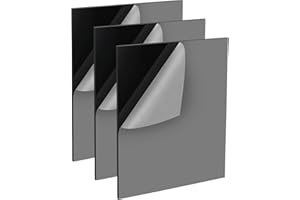 QEEYON Plaque Acrylique Noir 2mm, 3 Pcs Feuilles Acryliques 29,7 x 21cm, Feuilles en Acrylique avec Film Protecteur pour Cadre Photo, Présentation de Projet, Peinture