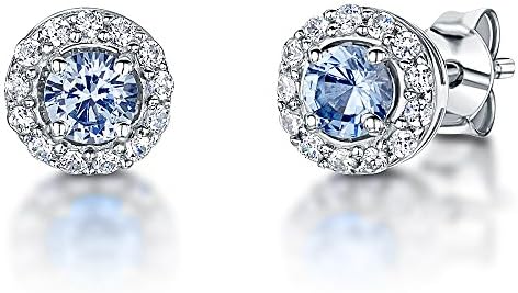 JOOLS by Jenny Brown - 925 Sterling Silver Halo Stud Earrings - Set With A Quarter Carat Centre Stone-4 Claw Set