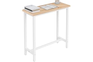 WOLTU Mesa de Bar de Bistro de Comedor con Estructura de Metal, MDF, 100x40x100cm (WxDxH) Roble Claro