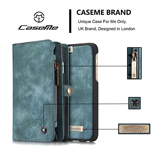 A9H iPhone 6 Multifunktions Hochwertigen PU Leder Handy Tasche mit Schutzhülle Handyhülle hülle und Geldbörse 2 in 1,Grün - 2