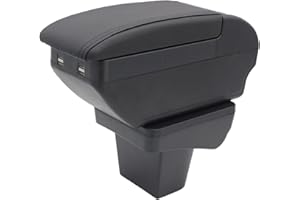 KAERGK Auto Armlehne für Suzuki Vitara 2015-2019 Doppelschicht Mittelkonsole Große Aufbewahrungsbox mit 4 USB-Ladeanschluss Becherhalter Zubehör Schwarz