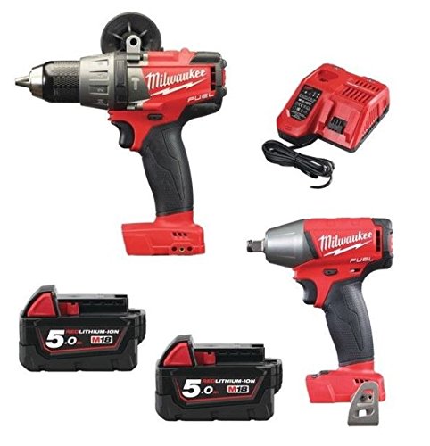 Milwaukee Schlagbohrschrauber und Schlagschrauber Set, 18 V, 2x 5,0 Ah Li-Ion, 1 Stück, M18FPP2G-502X