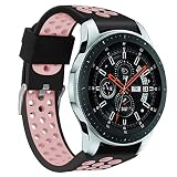 Knowin Doppelte Farbe Sport Silikon Armband für Samsung Galaxy Watch 46mm Silikon Uhrenarmband mit Edelstahl Silberne Schnalle, Schnellverschluss Ersatzarmband