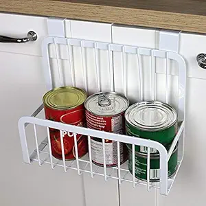 Zollyss Metal Cupboard Bottle Kitchen Basket Cabinet Over Door Hanging Food Container Storage Organizer (White)