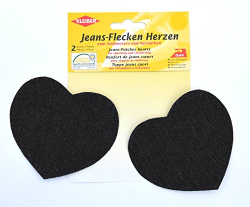 Kleiber Herzförmige Jeans-Flicken zum Aufbügeln, schwarz - 2