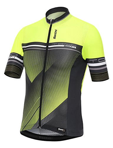 Santini Tono - Jersey de Ciclismo para Hombre, de Manga Corta, Hombre, Color Amarillo, tamaño S