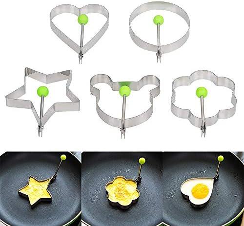 (5PCS) Stainless Steel Omelets Fried Egg Ring Cooking Ring Non Stick Pancake Cookies Shaper Egg Mold Maker Baking Shaper Mould Kitchen Gadget Tool