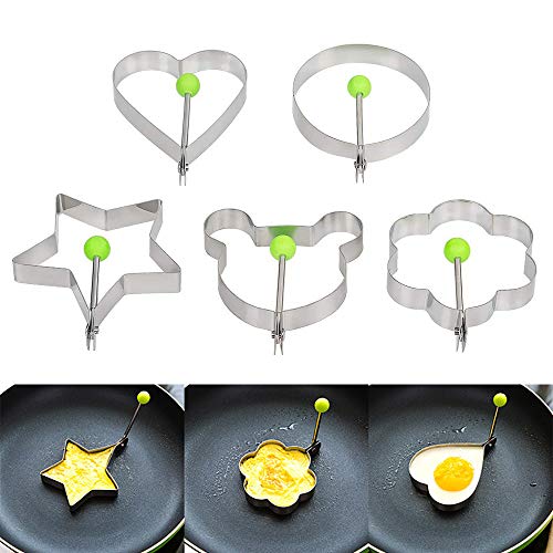 (5PCS) Stainless Steel Omelets Fried Egg Ring Cooking Ring Non Stick Pancake Cookies Shaper Egg Mold Maker Baking Shaper Mould Kitchen Gadget Tool
