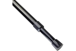 AIITOMG 1Pack Extendable Curtain Pole for Wardrobe Tension Rod with 2PC Rods Holders Adjustable Curtain Pole Extendable for Bathroom, Windows 103-190 Cm/40.5-74.8 Inch Black(Diameter:22mm)