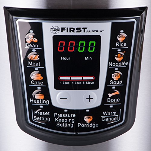 TZS First Austria – 1000W Elektro Schnellkochtopf 8 Auto Progrogramme 6L Topf Multikocher Reiskocher / Warmhaltefunktion, Dampfgarer Kochtopf / Multicooker Multivarka - 2