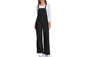 HOTIAN Damen Latzhose Cord Elegant Overall Jumpsuit Weites Bein Lang Baggy Playsuit Casual Lose Overall mit Träger