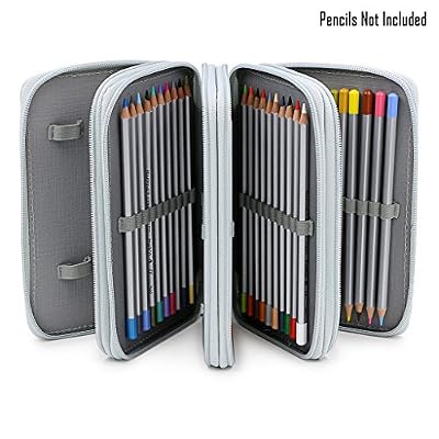 Sumnacon 72 trous Trousse/ Sac de crayon pour l'école et bureau avec Grand capacité Multi- couches (gris)