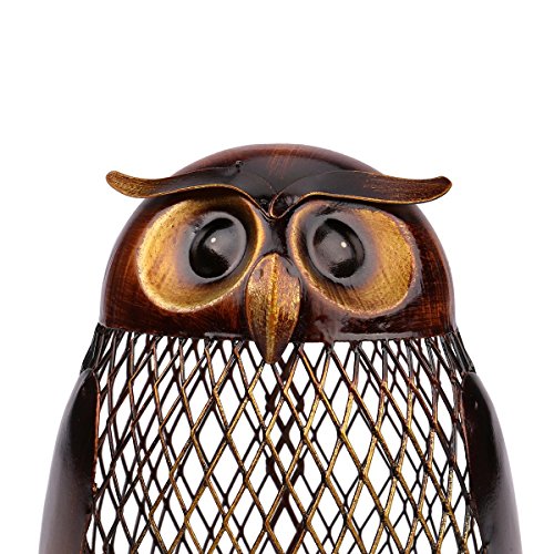 Tooarts Eule Spardose Deko Skulptur Dekofigur aus Metall zum Dekorieren - 7