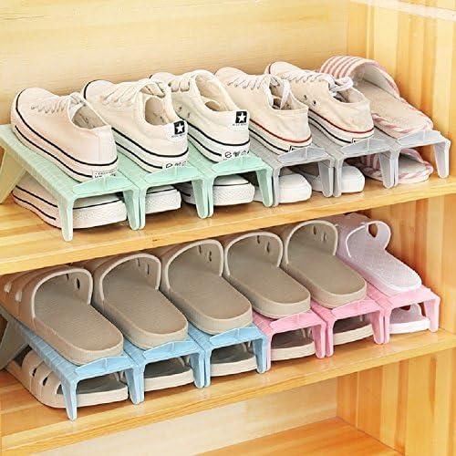 Gold butterfly@ 2 PCS Adjustable Simple Plastic Economy Double Household Storage Shoe Rack (22.5 * 10.5 * 5.5cm)