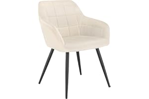 WOLTU Chaise de Salle à Manger, Chaise de Cuisine rembourrée en Velours, Pied en métal,Crème Blanc BH93cm-1