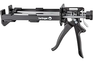 VERLINGER Kartuschenpresse 2K für Zweikomponenten-Epoxidklebstoffe 400 ml 1:1, Kartuschenpistole Schubverhältnis 26:1, Kraft 4500N, Leichte Quetschung, Schwarz Pro