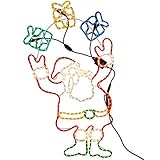 WeRChristmas Animated Father Christmas Santa Claus and Presents Rope Light Silhouette, 114 cm - Large, Multi-Colour (Garden &amp; Outdoors)