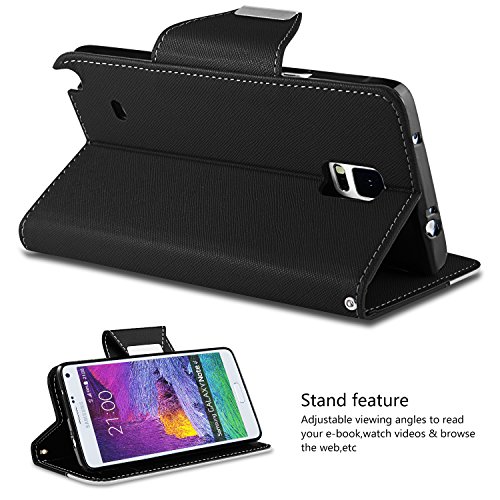 Galaxy Note 4 H  lle  Vakoo Handyh  lle Leder Tasche Flip Case Cover Schutzh  lle f  r Samsung Galaxy Note 4  Schwarz Wei   