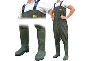 Lineaeffe All Weather Double PVC Waterproof Carp Coarse Fishing Chest Waders/Wellies in Sizes 7 8 9 10 11 & 12 (UK Size 6 - EU Size 40)