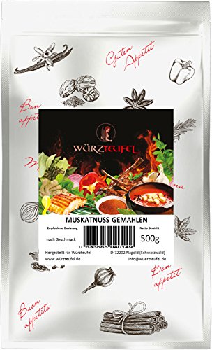 Preisvergleich Produktbild Muskat, Muskatnuss gemahlen, Keimreduziert, Spitzenqualität aus Neuguinea. Beutel 500g.