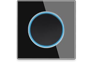 WALLPOINT Circle 1/2/3/4 gang 2 way Push Button Wall Light Switch Glass Frame Light LED Indicator (black 1 gang 2 way)