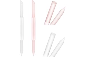 Sibba Szklany popychacz do skórek paznokci, dwustronny trymer do skórek paznokci, pilniki precyzyjne, ścierna powierzchnia, zestaw salonów paznokci (2 sztuki, przezroczyste i różowe)