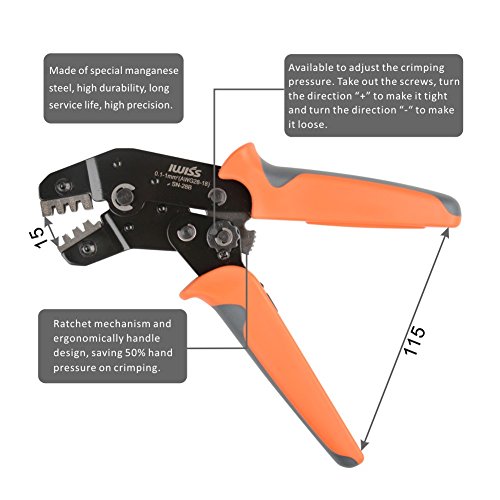 iwiss Dupont Pin Insulated Terminal-Crimper 2.54 mm 3.96 mm KF2510 28–18 AWG 0,1–1,0 mm2 Kompression Ratschenmechanismus Modular Crimpzange mit wire-electrode Schneiden sterben - 4