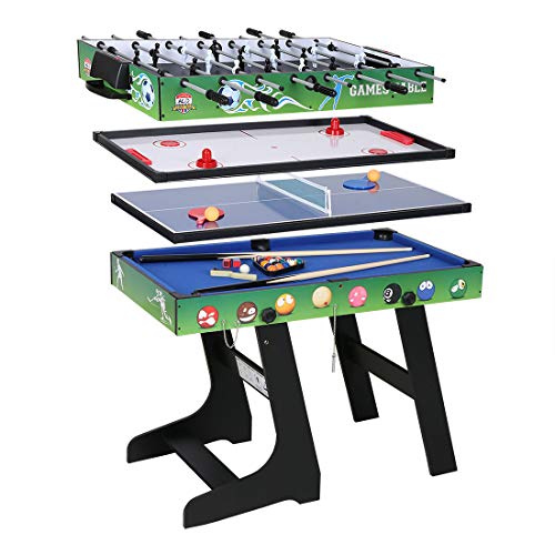 AHHC 4ft Children Combo Game Tables Foosball Table Tennis Table Pool Hockey Table Green