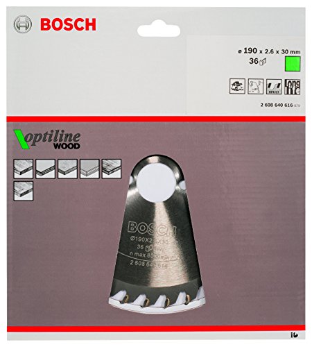 Bosch Zubehör 2608640616 Kreissägeblatt Optiline Wood 190 x 30 x 2,6 mm, 36 - 2