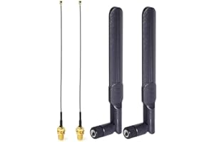 Bingfu Antenna WiFi Bibanda 2,4 GHz 5,8 GHz 8dBi Maschio RP-SMA, Cavo Prolunga 15cm da Presa Micro Coassiale 0.3mm per ESP32 Intel Scheda di Rete Wireless Mini PCI Express PCIE Router WiFi Laptop PC